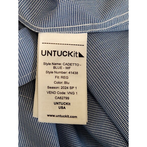 UNTUCKit Shirt Men's L Blue Long Sleeve Button Down Wrinkle Free Cadetto - Picture 5 of 6
